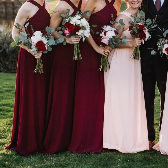 air of romance burgundy maxi dress
